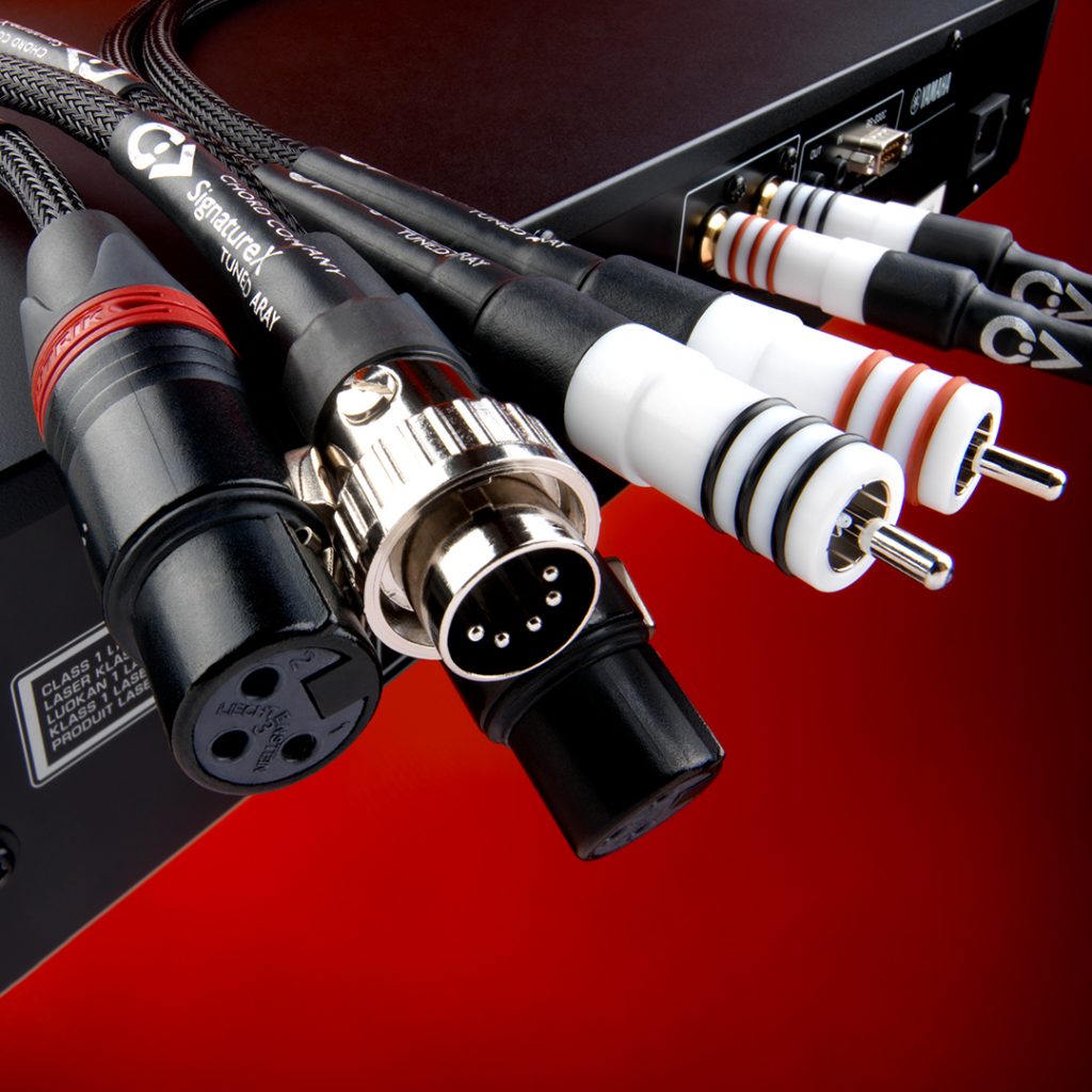 An image depicting the Chord Epic cable range including RCA, XLR and DIN connectors.