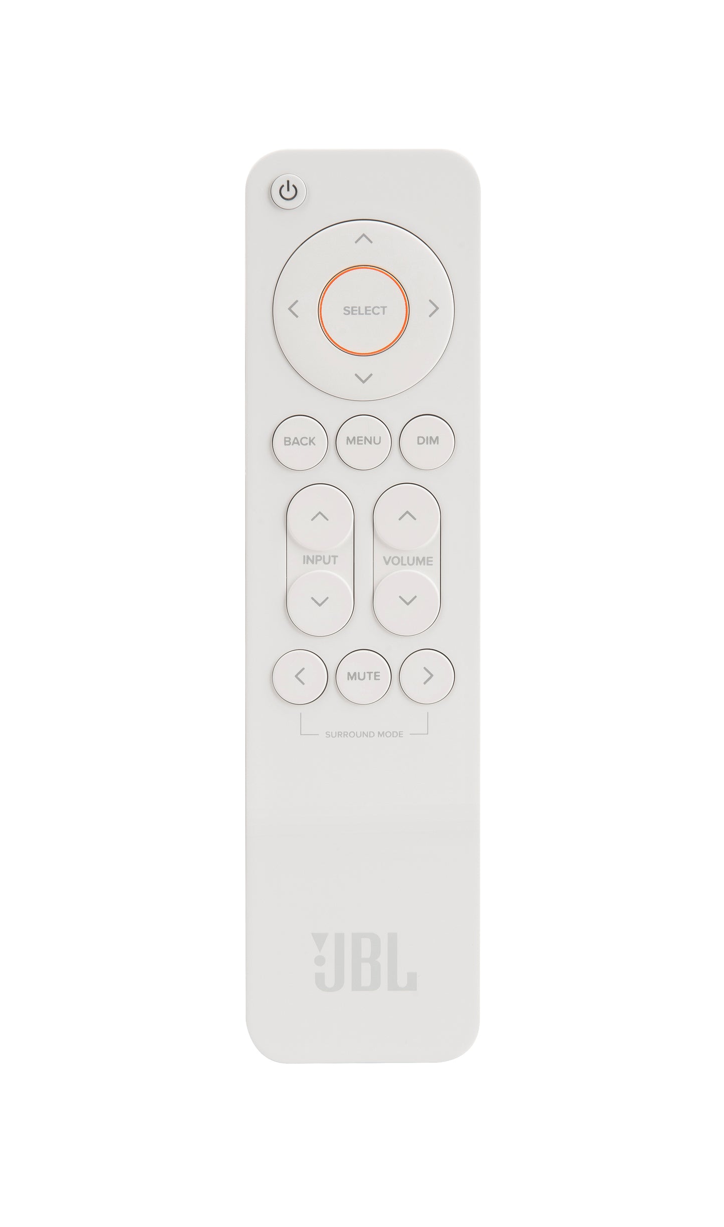 Product Image of the JBL MA710 AV Receiver Remote in White