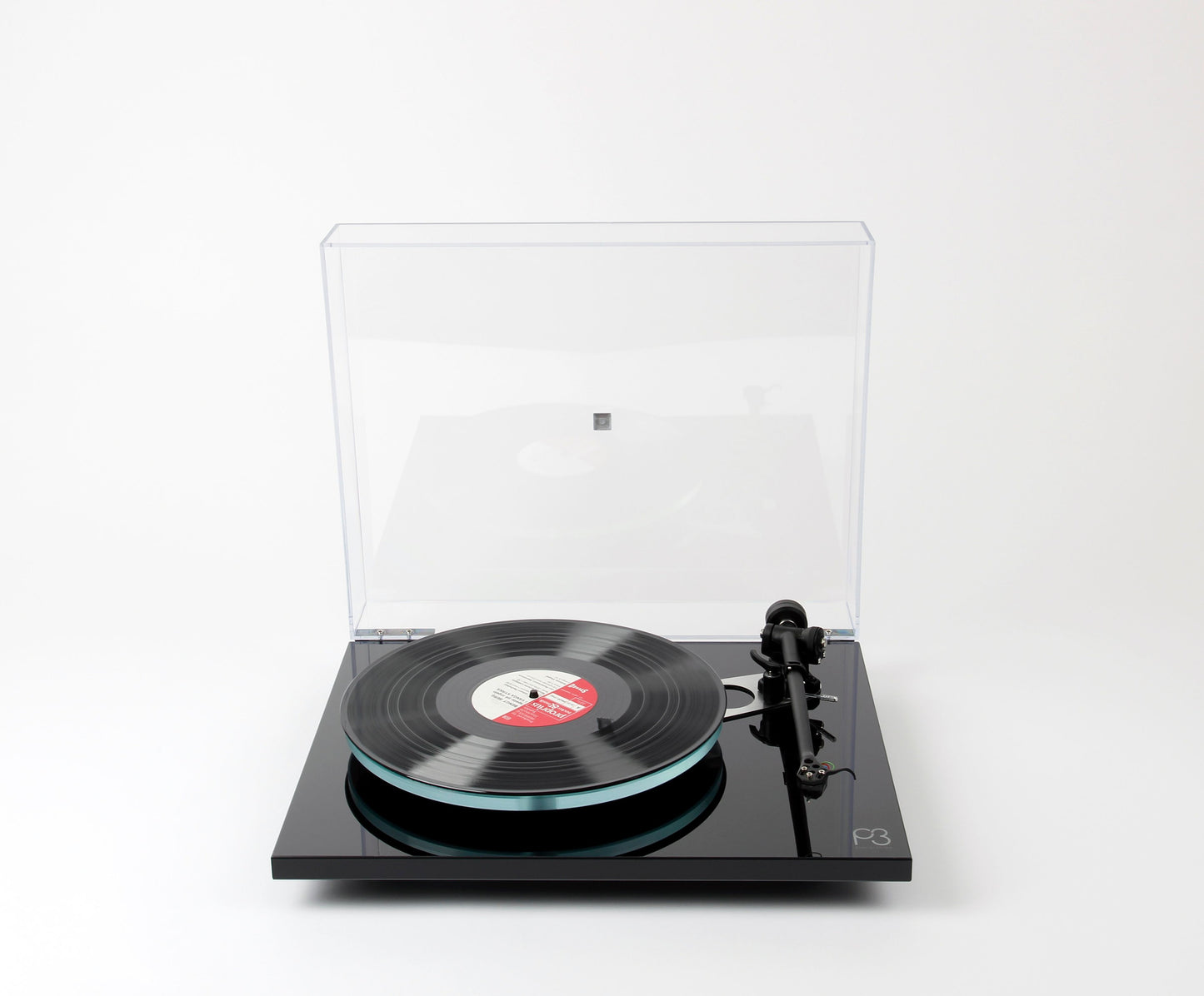 Product image of a Rega Planar 3 with ND3 Cartridge in black.